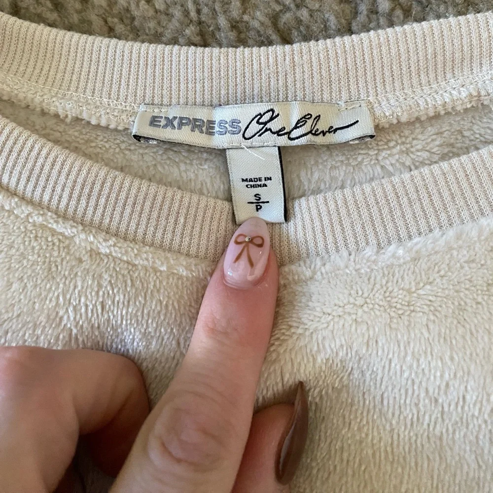 Express Cozy Cropped‎ Long Sleeved Crew Neck Sweater